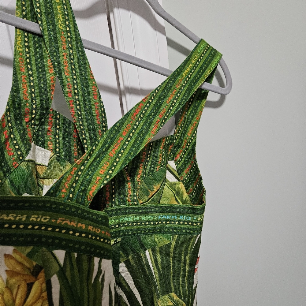 FARM RIO Fresh Forest Scarf Sweetheart-Neck Minidress Large NWT - Picture 3 of 9